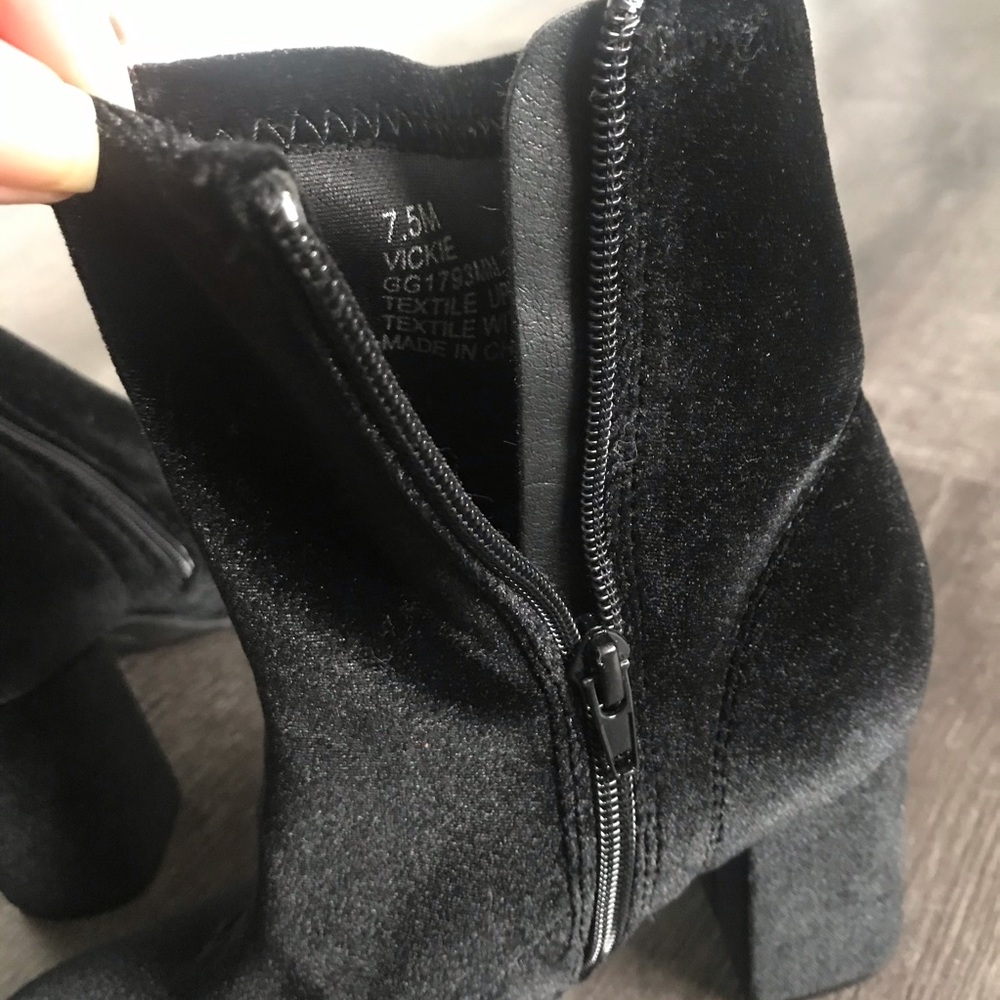 (EUC) Black Velvet Sock Style  heeled boots (7.5) - Picture 7 of 8
